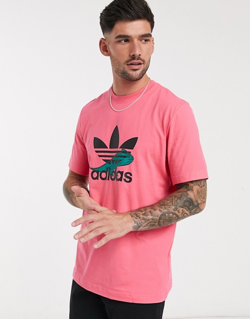 adidas Originals logo t-shirt in super pink