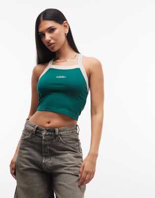 【Homme girls】LOGO CROPPED TANK 新品 adidas Originals logo tank top in green and white | ASOS