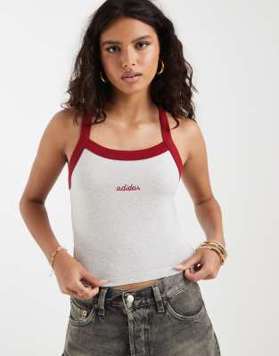 adidas Originals logo tank top in grey and maroon | ASOS