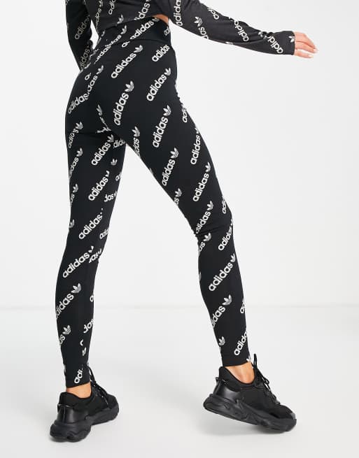 adidas Originals 'Logomania' repeat logo leggings in black | ASOS