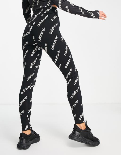 adidas Originals LEGGINGS BLACK AOP STRIPES - Legging - black  multicolor/noir 