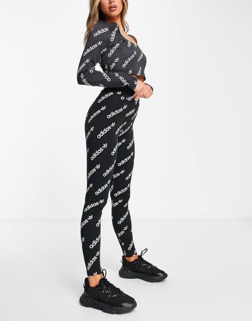 adidas Originals Logomania repeat logo leggings in black