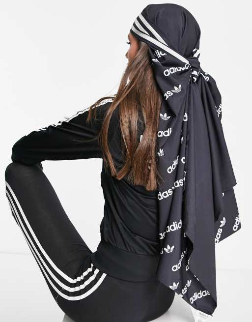 adidas Originals - Logomania - Sciarpa nera con logo ripetuto, 4 di 4
