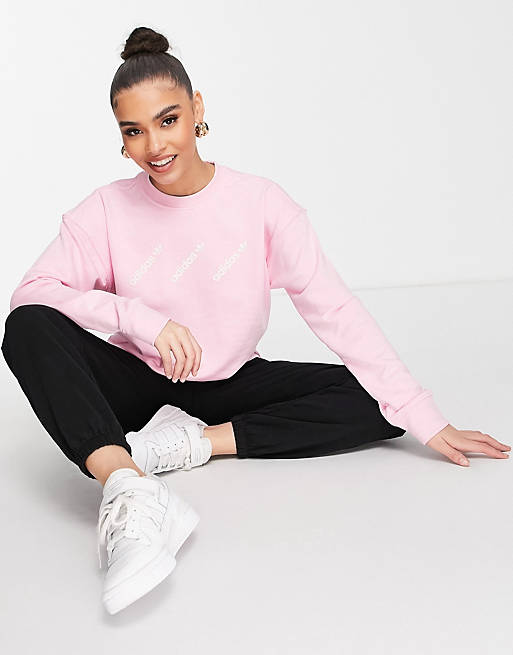 adidas Originals - Logomania - Sweater met drievoudig logo in roze