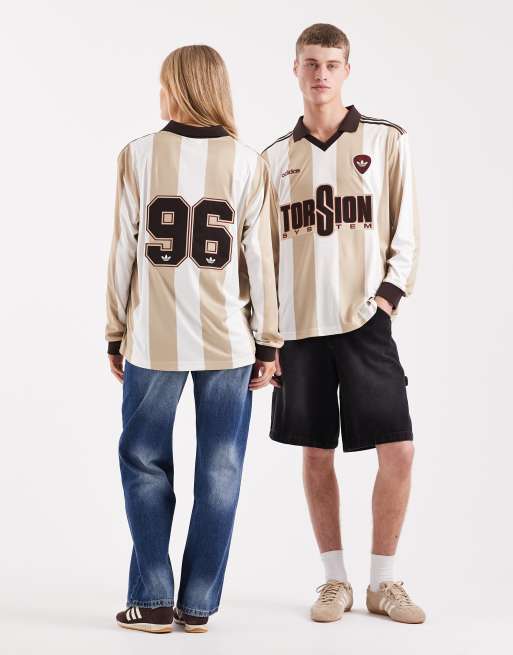 adidas Originals long sleeve 96 jersey in off white and stone
