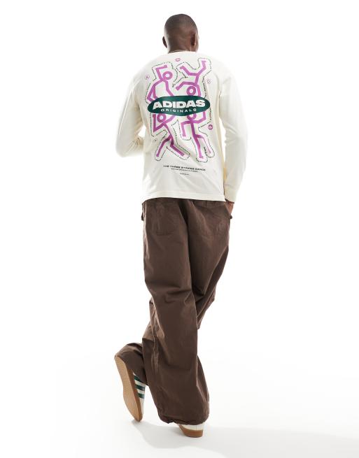 adidas Originals long sleeve graphic t-shirt in white
