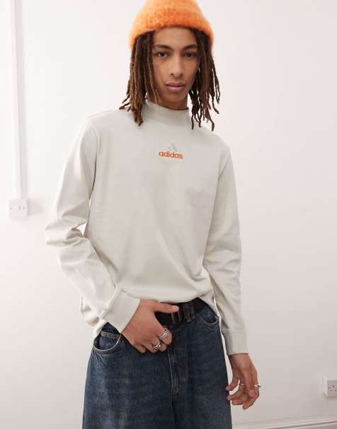 adidas Originals Long Sleeve Mock Neck Q1 Top in beige - view 1