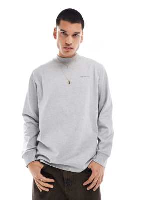 adidas Originals long sleeve mock neck t-shirt in grey heather