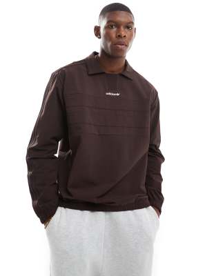 adidas Originals long sleeve polo in shadow brown