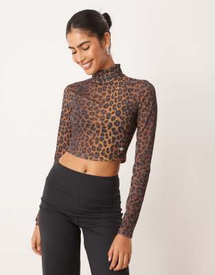 adidas Originals long sleeve t-shirt in leopard print-Multi