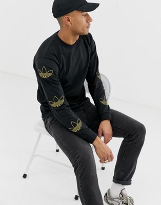adidas Originals Long Sleeve T-Shirt With Trefoil Arm Print Black DV3152 |  ASOS