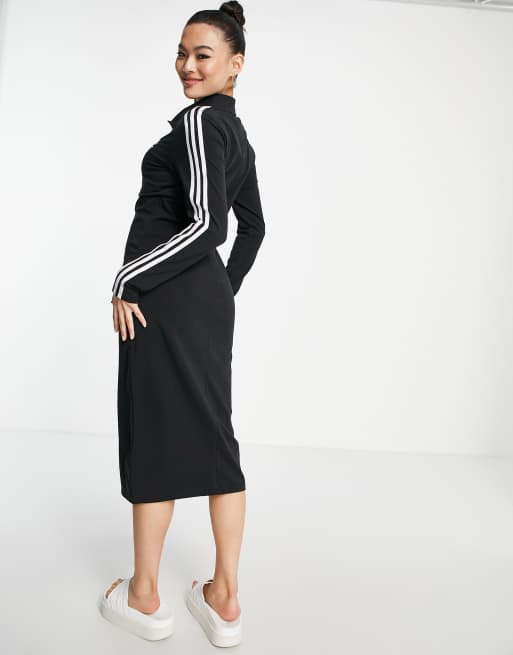 adidas Originals sleeve three stripe bodycon in black |