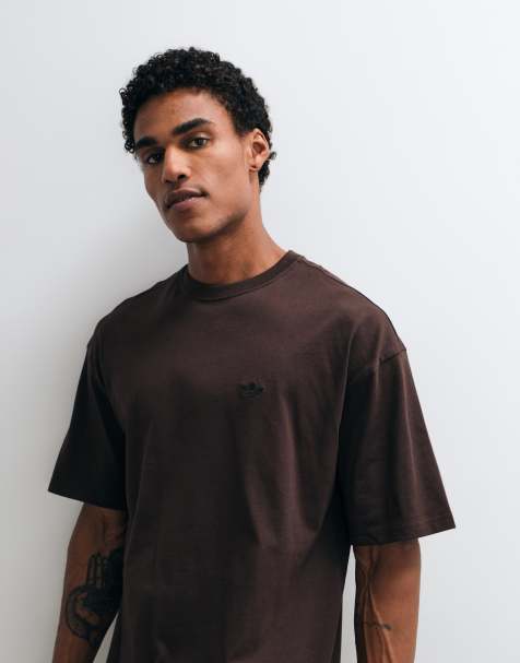 adidas Originals loose crew neck t-shirt in dark brown - view 1