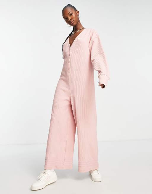 pink and white adidas jumpsuit