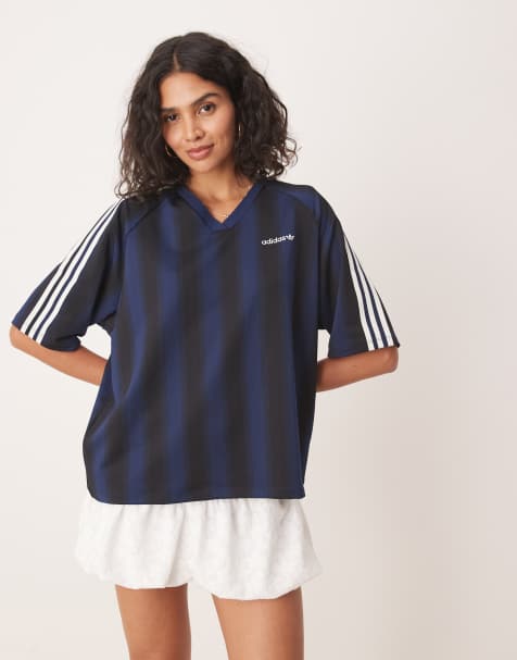 adidas Originals Loose linear tee in night indigo