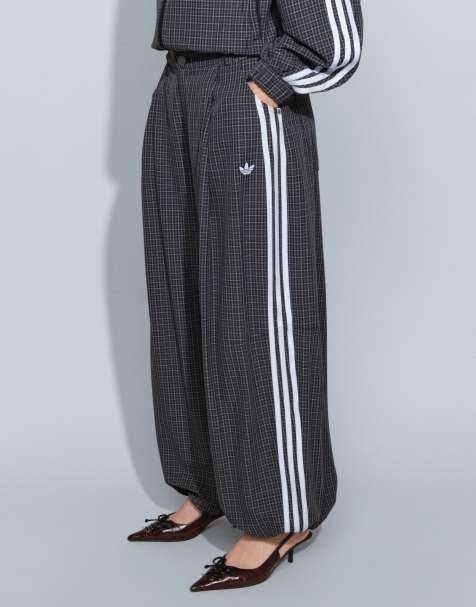 adidas Originals loose trousers in black check - view 1