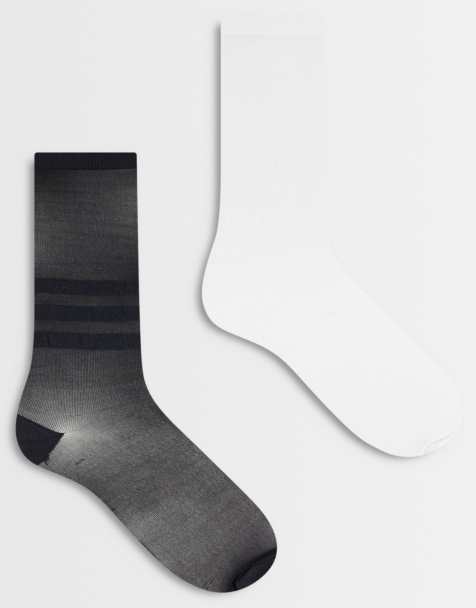 adidas Originals - Lot de 2 paires de chaussettes transparentes - Noir et blanc - view 1
