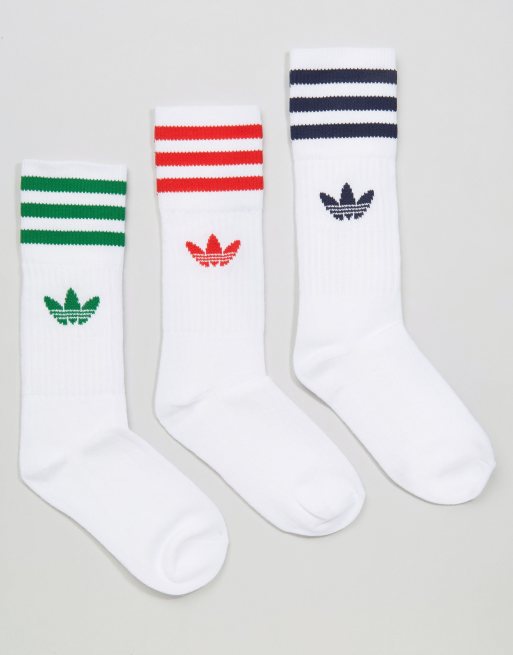 adidas Originals Lot de 3 paires de chaussettes avec logo tr fle Couleurs primaires