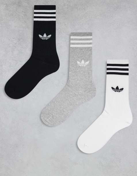 adidas Originals - Lot de 3 paires de chaussettes montantes unies - Blanc - view 1