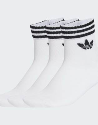 adidas Originals - Lot de 3 paires de chaussettes à 3 bandes - Blanc