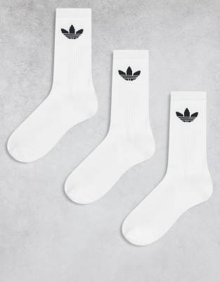adidas Originals - Lot de 3 paires de chaussettes à logo trèfle - Blanc