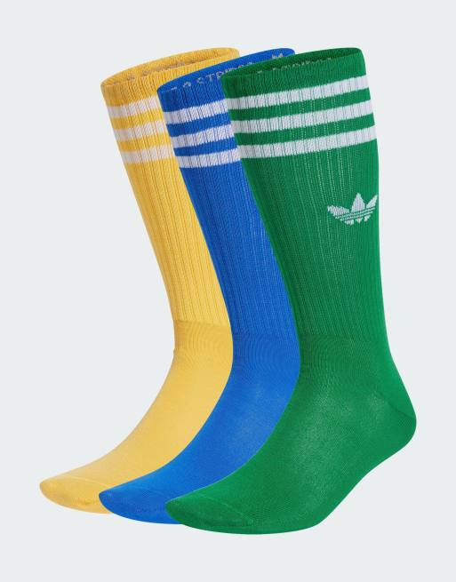 adidas Originals - Lot de 3 paires de chaussettes unies - Bleu