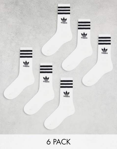 adidas Originals - Lot de 6 paires de chaussettes à logo trèfle et 3 bandes - Blanc - view 1