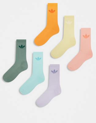 adidas Originals - Lot de 6 paires de chaussettes - Tons pastel-Vert