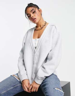 adidas Originals Luxe Lounge cardigan in light grey