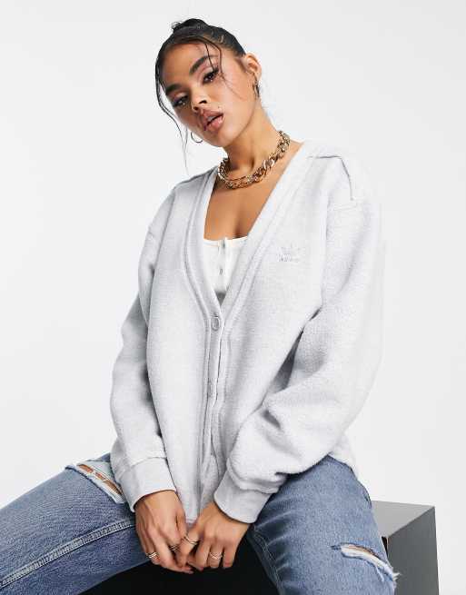 adidas Originals Luxe Lounge cardigan in light grey ASOS