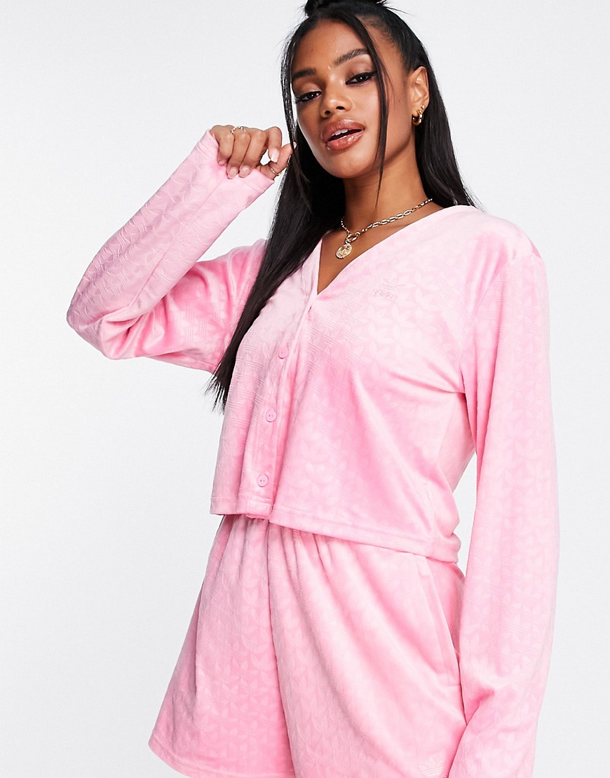 adidas Originals Luxe Lounge cropped cardigan in pink