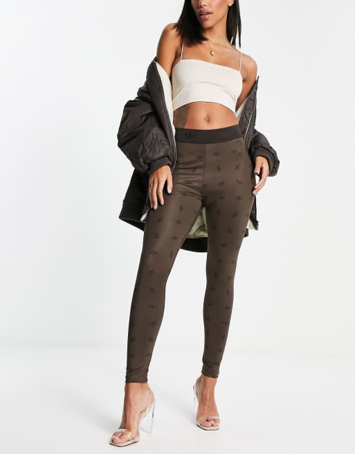 adidas Sportswear PRINT HIGH-WAISTED - Leggings - shadow brown/brown 