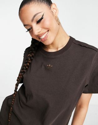 adidas Originals Luxe Lounge loose fit t-shirt in dark brown