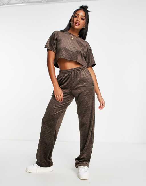 Adidas Originals Luxe Lounge Cropped Corset T-Shirt In Dark Brown for Women