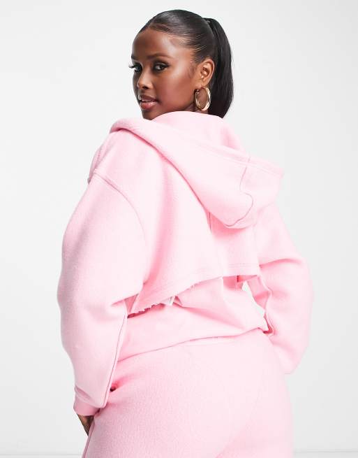 adidas Originals Luxe Lounge zip through hoodie in pink