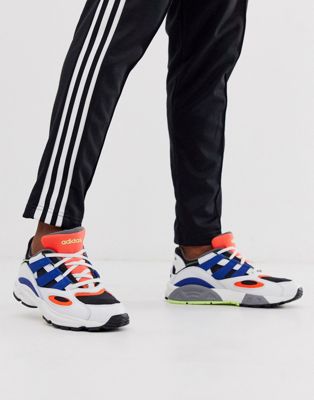 adidas trainers with red and blue stripes