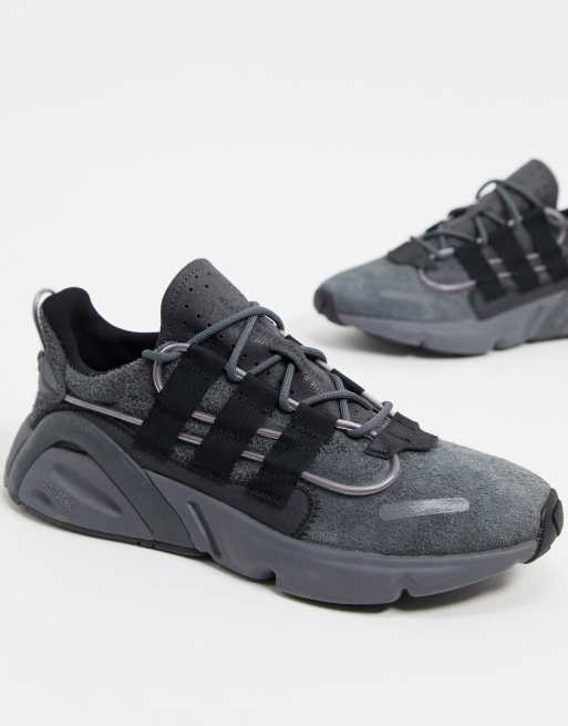 adidas Originals LXCON sneakers in charcoal grey suede | ASOS
