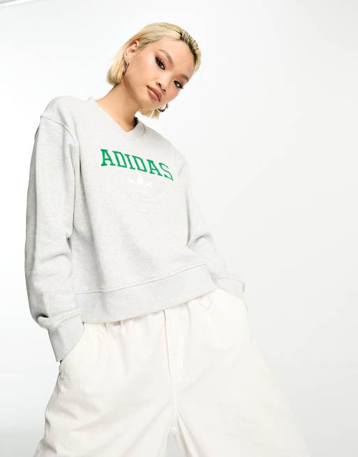 adidas Originals - Lysegrå sweatshirt med college-grafik
