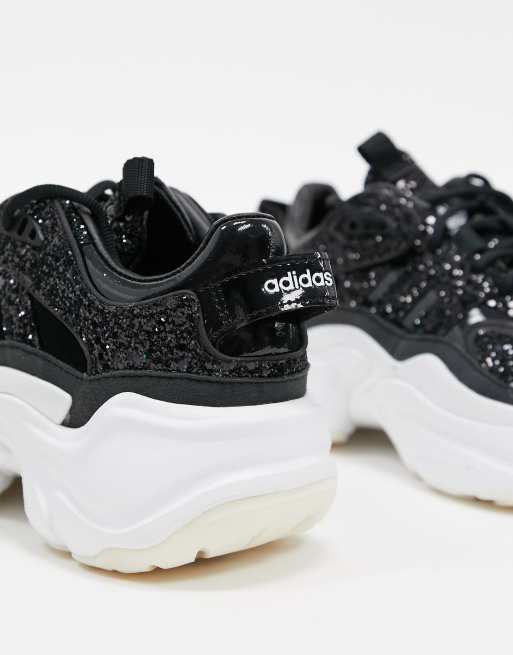 Adidas black store sparkle trainers