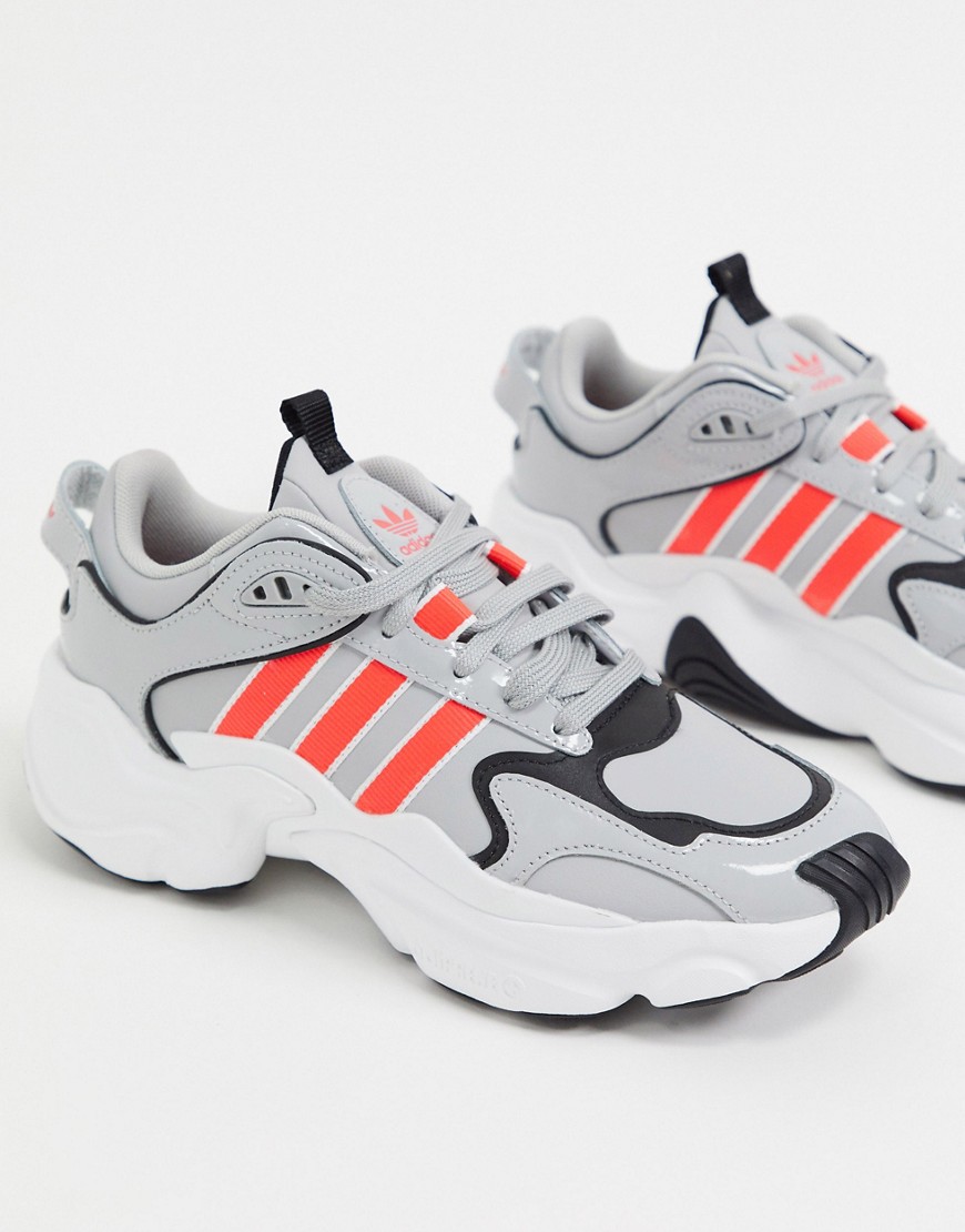 Adidas Originals Magmur Runner trainers in grey red & white