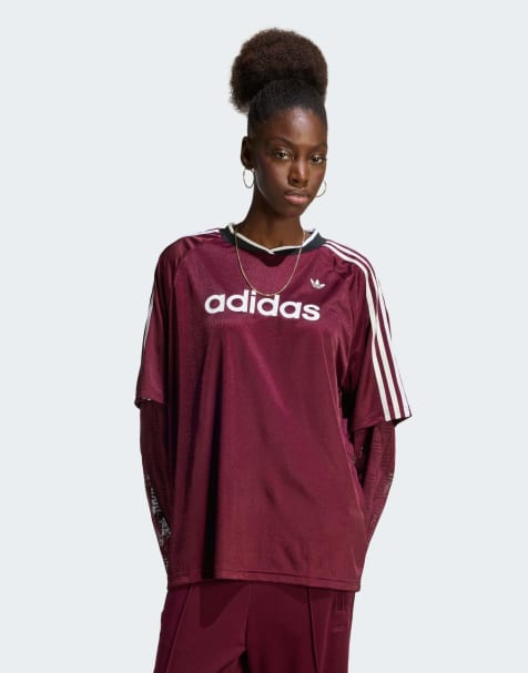 adidas Originals - Maillot à manches longues et détail en dentelle - Bordeaux - view 1