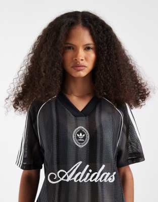 Maillot de football au crochet à rayures - Noir XL