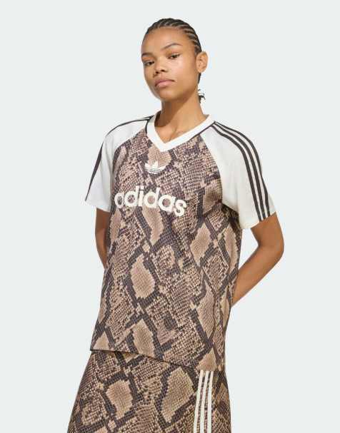 adidas Originals - Maillot en satin à imprimé serpent - Lin/beige magique - view 1