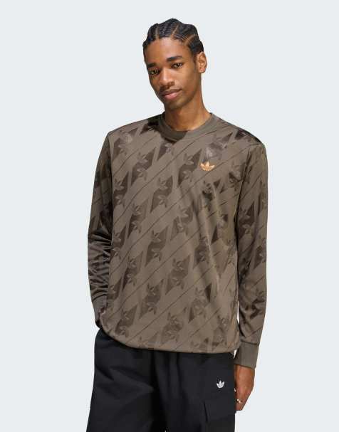 adidas Originals maillot jacquard à manches longues trefoil en branch - view 1