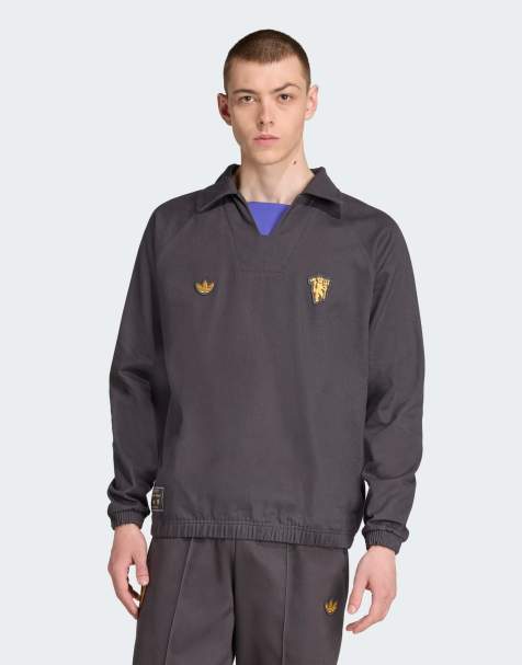 adidas Originals Manchester united terrace icons drill top in utility black