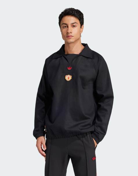 adidas Originals – Manchester United Terrace Icons – Svart träningstopp - view 1