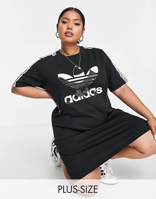 adidas Originals Marimekko Plus T-shirt dress in black adidas Originals Marimekko Plus T-shirt dress in black