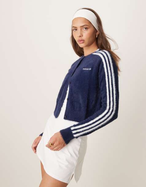 adidas Originals – Marinblå, fluffig kofta - view 1