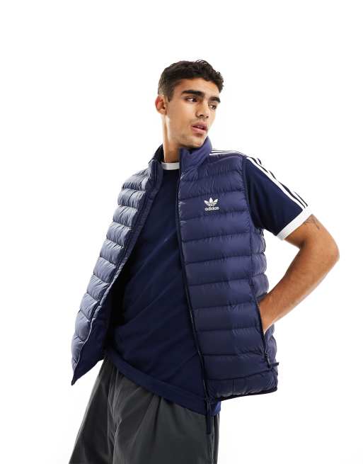 Adidas Originals – Marinblå, fodrad väst med 3 ränder