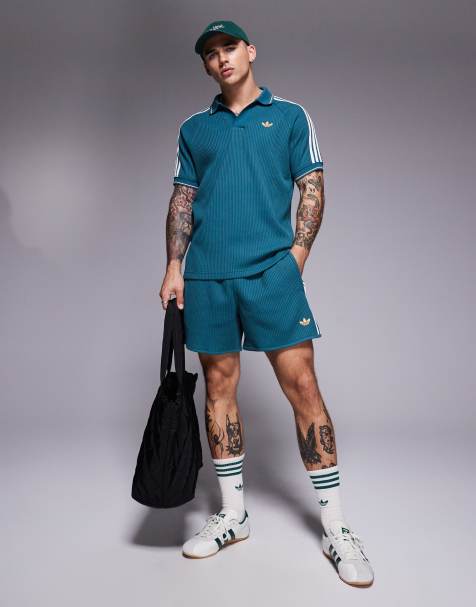adidas Originals – Marinblå, våfflade shorts - view 1